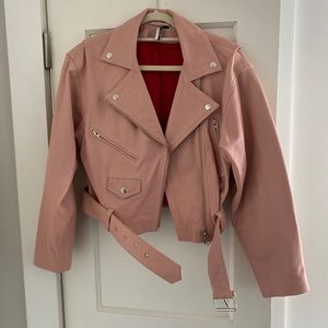 Topshop REAL leather oversized retro jacket